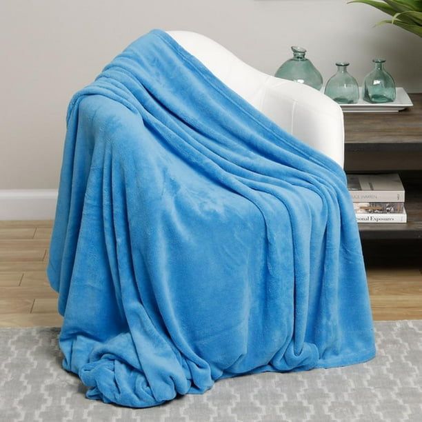 Ultra Soft Light Blue Design Full Size Microplush Blanket