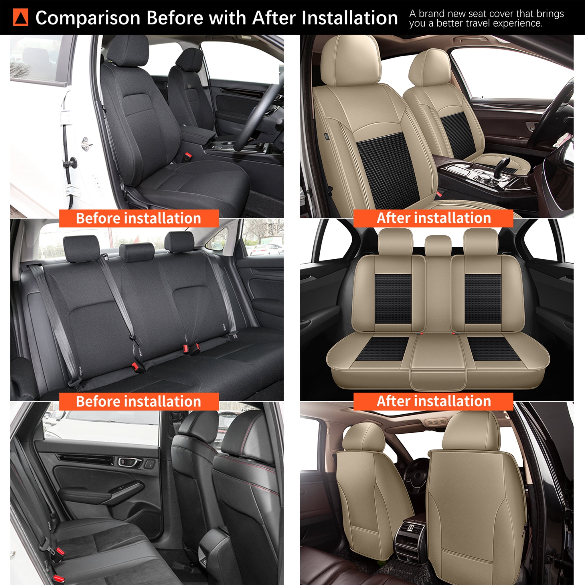 DIKSOAKR Car Seat Covers Full Set for Toyota RAV4 2013-2025 2026 Waterproof Leather Automotive Seat Covers Carseat Protector Compatible Airbag Beige,Full Set(2 Row 5 Seats)
