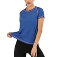 thumbnail image 3 of LELINTA 1Pack/ 2 Packs Womens Blouses & Shirts Women Quick Dry Slim Fit Sports Yoga T-Shirts Tops Active Wear, S-3XL, Black Grey/ Rose Red/ Blue/ Pink, 3 of 7