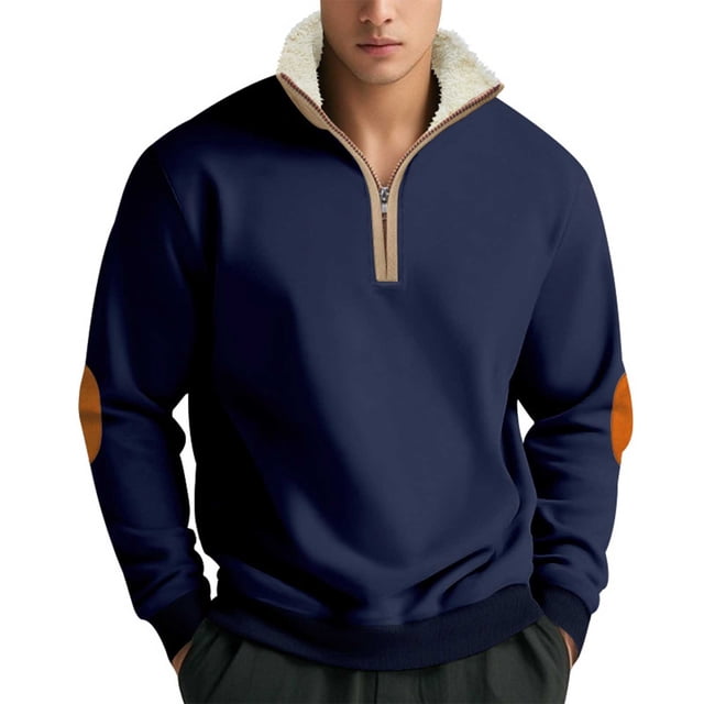Sudadera sin capucha para hombre, informal, a la moda, con cuello alto, estampado, cremallera, jersey de manga larga, blusa de poliéster para hombre