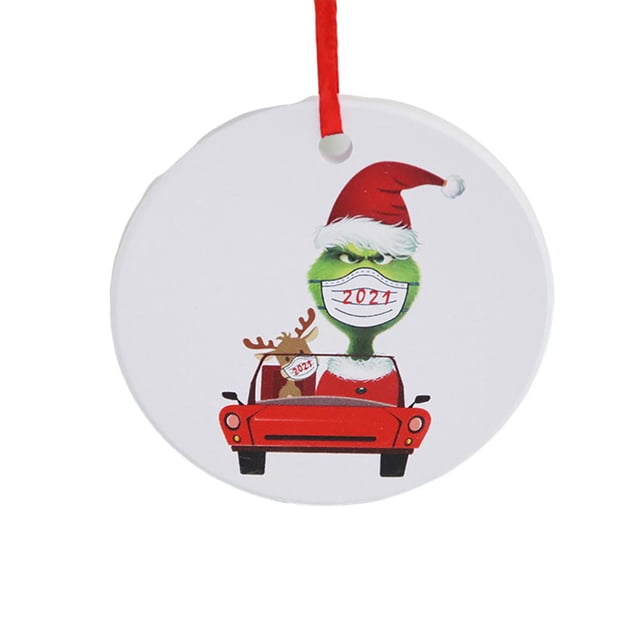 Decoraciones De Adornos Navideños Con Cubierta Facial Árbol De Navidad Colgante Redondo De Cerámica Colgante Con Tema De Vacuna Regalo Para La Familia Advancent AP006894-03