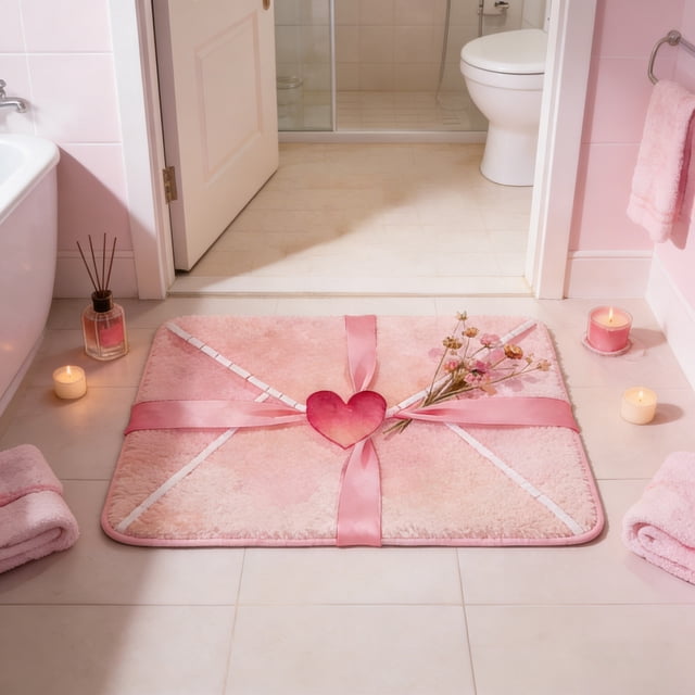 1Pcs Valentine Rug Heart Envelope Doormat Valentine's Day Red Heart Shaped Envelope Outdoor Faux Coconut Fiber Door Mat Non Slip Rubber Backing For Front Door