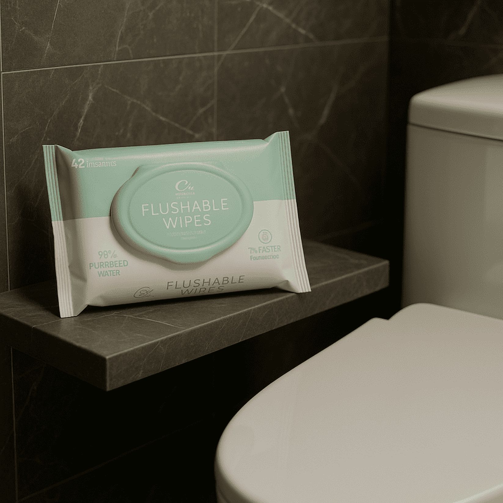 The Nice Bum Flushable Wipes, Adult Wet Wipes with EDI water, Bundle Wipes 42 ct * 6 packs