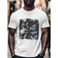 thumbnail image 4 of Skull Vintage Men's T Shirts T-Shirt for Men Crew Neck Tees Cotton Tops, White, 3XL, 4 of 7