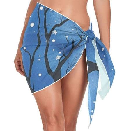 Ckdifva Dead Trees Snow Beach Cover Up for Women Swimsuit Coverups Bikini Wrap Short Skirt
