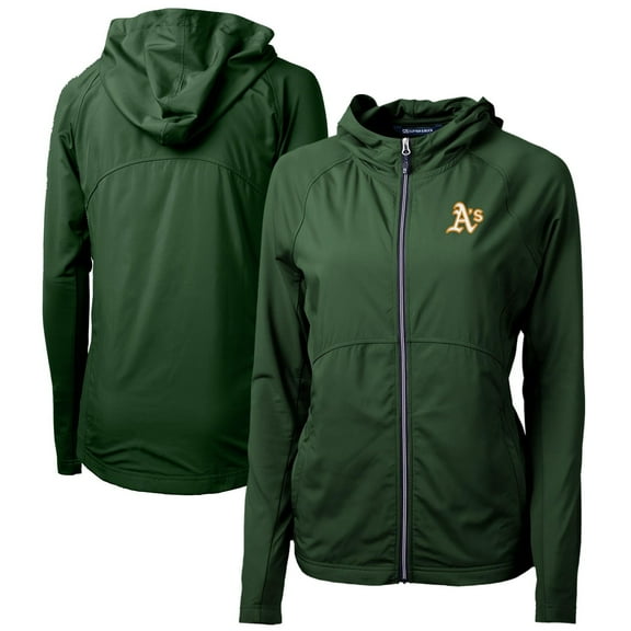 Women's Cutter & Buck Hunter Green Athletics Adapt Eco Knit Hybrid Recycled Full-Zip Hoodie