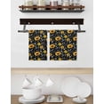 thumbnail image 3 of Black Yellow Sunflower Kitchen Dish Towels for Drying Dishes Set of 2, Summer Botanical Farmhouse Floral Waffle Weave Microfiber Hand Tea Bathroom Towels Quick Dry & Absorbent Towel 15.7x23.6, 3 of 7