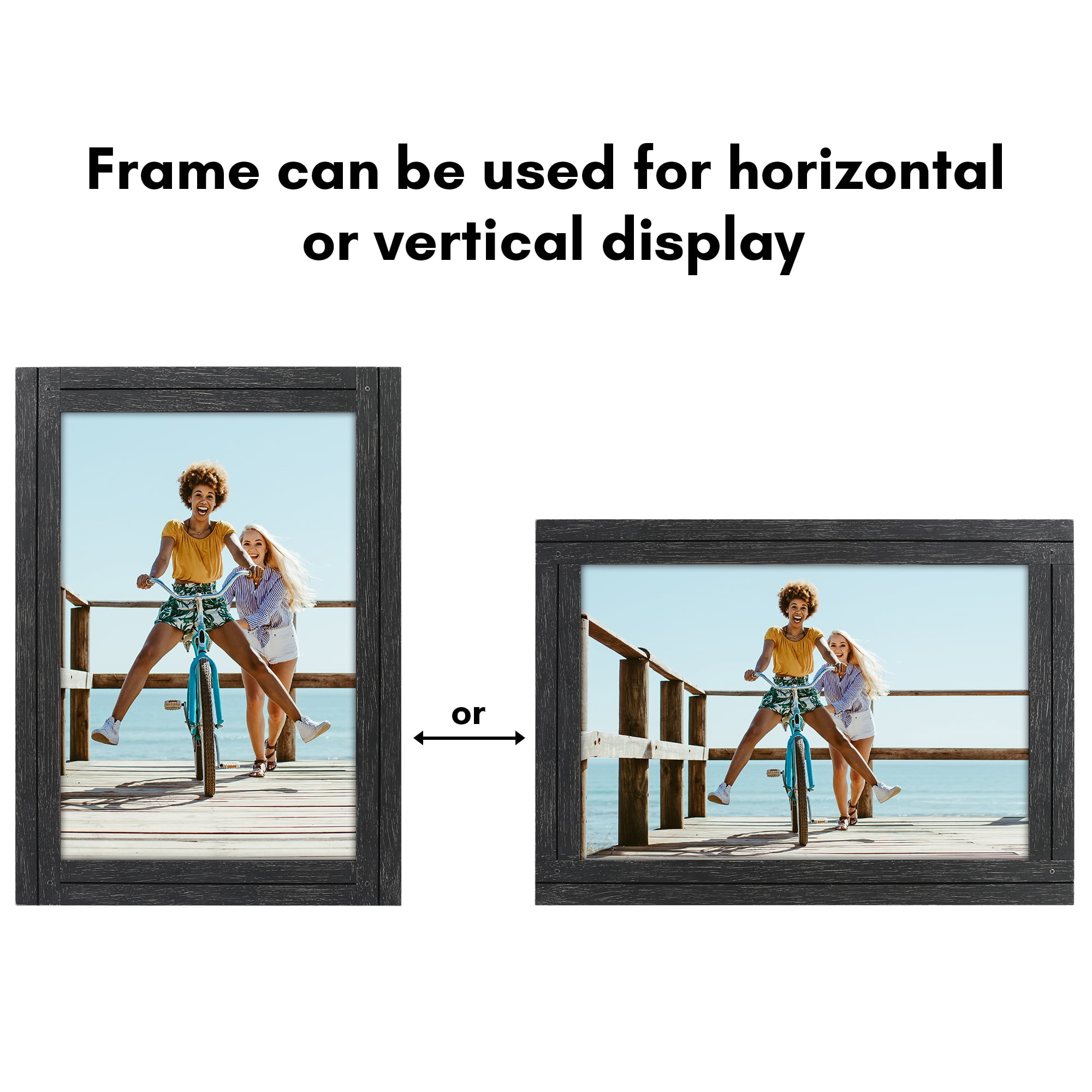 Americanflat 12x18 Poster Frame with Polished Plexiglass Hampton Collection Distressed Frames - Charcoal Black