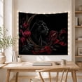thumbnail image 5 of Black Panther Profile Among Red Flowers, Moody Gothic Style for Wildlife Lovers, Animal Wall Art, Housewarming Gift, Tapestry Wall Hanging for Bedroom and Living Room, 5 of 7