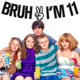 thumbnail image 4 of Banner para fiesta de cumpleaños Tivurcia Bruh I'm 11 Black Glitter, 4 of 7