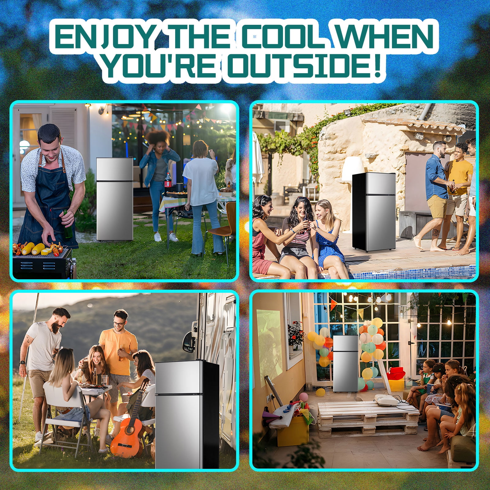 JIEJIA 2.8 Cu.ft Mini Fridge with Freezer Bedroom, 2 Door Office Small Refrigerator, Silver