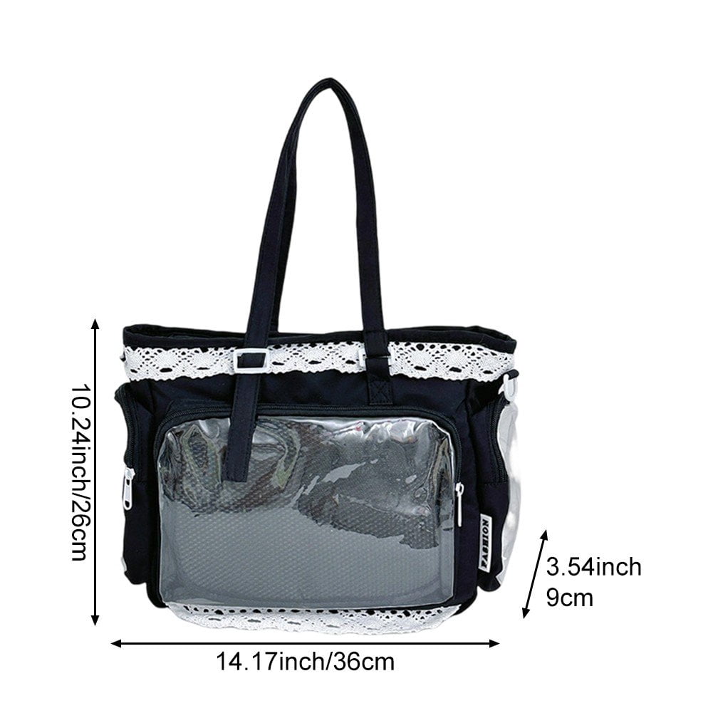 Slccxzc Japanese Style Lace Ita Bag Clear Display Anime Tote Shoulder Crossbody Handbag