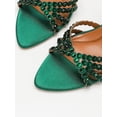 thumbnail image 3 of On feet& in love Women's Pointed Toe Satin Stiletto Heels with Rhinestone Strappy Ankle Strap - Green Dress Shoes for Party & Wedding - Size 10, 3 of 8