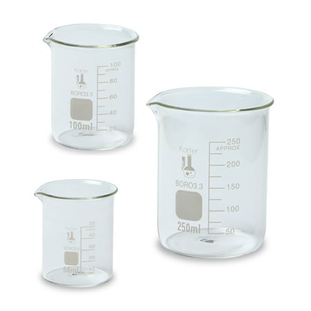 karter scientific 214t2 borosilicate glass beaker set 50 100 250