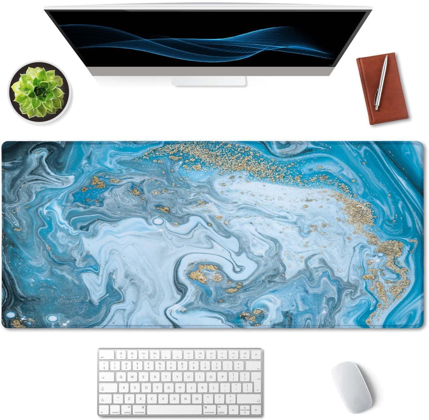 Colorful Marble Anti-Slip Mouse Pad Desk Mat, Large Desk Pad, Big Gaming Mousepad Laptop Office Computer Home Stylish Office Gift, Full Desk XXL Extended Gaming Mouse Pad 35.5" X 15.7"