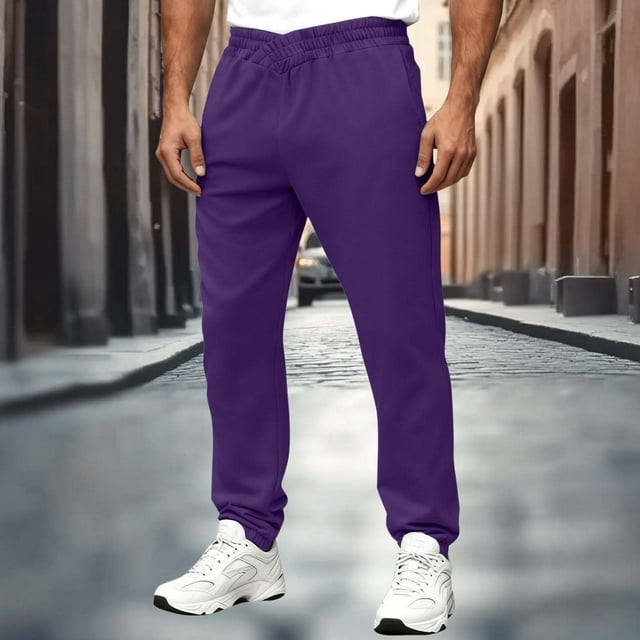 Pisexur Pantalon de Survêtement pour Hommes Mode Taille Élastique Croisée Pantalon de Survêtement pour Hommes Classique Décontracté Joggers pour Hommes Confortable Léger Bas Resserré Pantalon pour Hommes P-2TG Violet