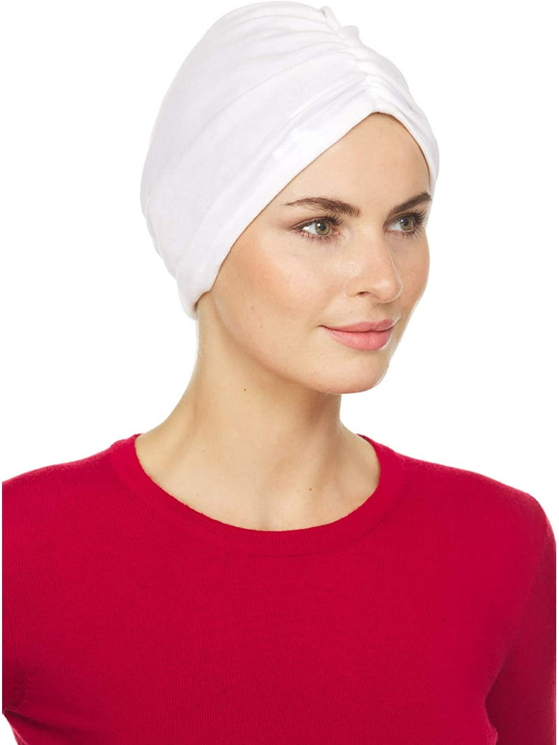 Women's Pre-Tied Turban Head Wrap – Beaded Silky Cap For Chemo, Hair Loss, Or Fashion, Soft & Stretchy