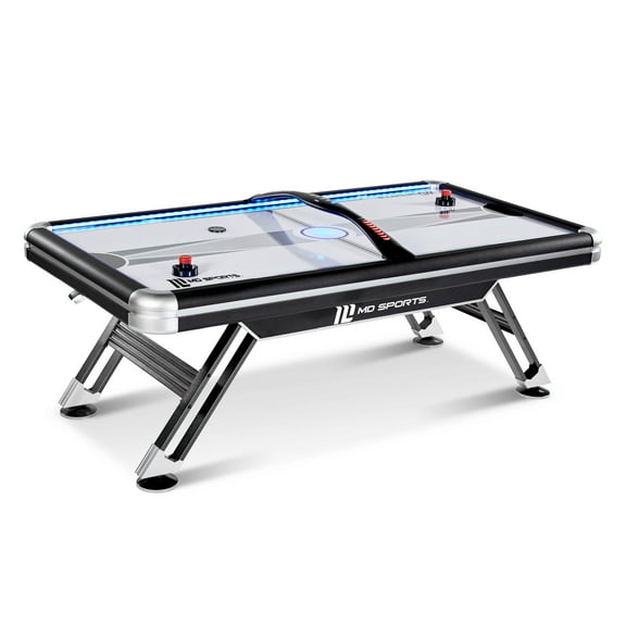 MD Sports Titan 7.5' Air Powered Hockey Table, Overhead Scorer, Black/Silver
