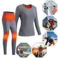 thumbnail image 3 of Sexy Dance Men Women Heated Underwear Top with Pants Set Washable USB Charging Electric Thermal Heating Insulated Clothes with 3 Level Temperature Setting Cold-Proof Underwear Outdoor Winter Heating, 3 of 5
