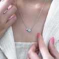 thumbnail image 3 of JeenMata March Birthstone Pendant Two Stones Necklace - in White Gold Plating Over Silver, 3 of 6