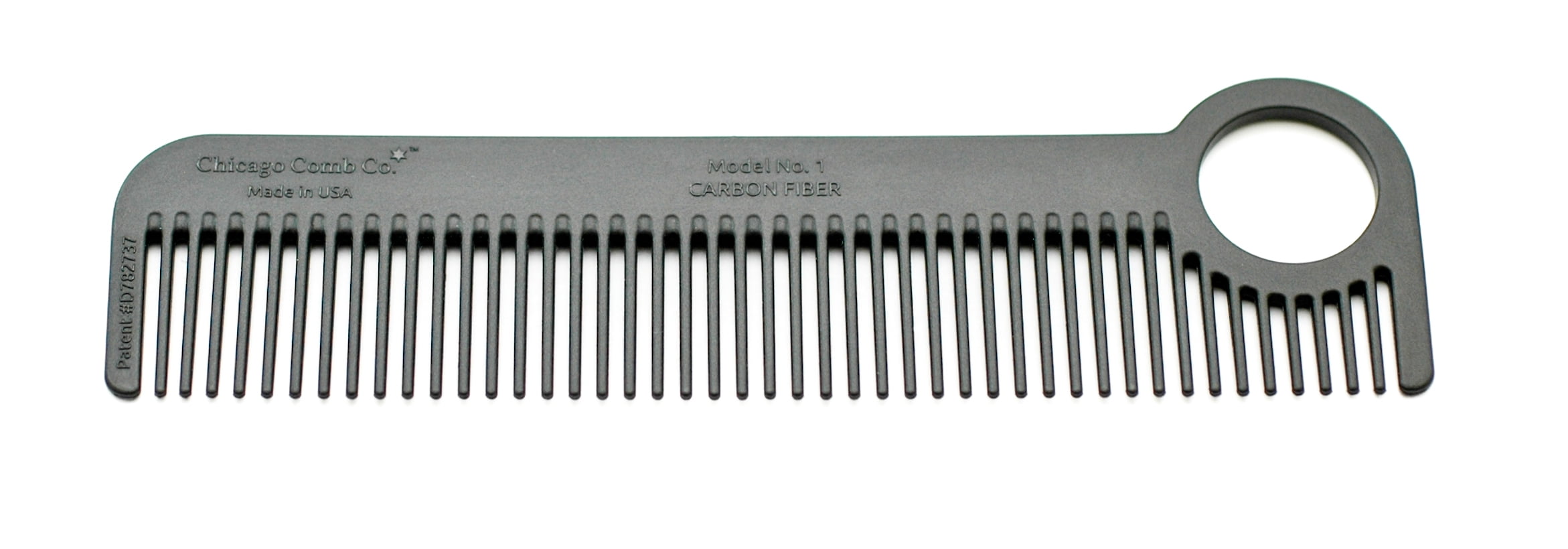 Chicago Comb Model No. 1 Carbon Fiber, Made in USA, smooth, strong