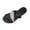 Black, variant on Women Leaf Rhinestone Dual Strap Flat Slide Sandals Comfort Footwear For Beach Casual Shopping Outdoor Daily Summer