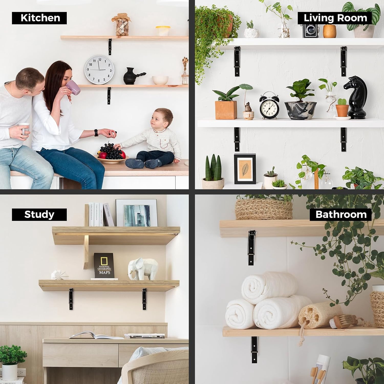 2 Pcs 16" Heavy Duty Metal Collapsible Shelf Bracket Wall Mounted Folding Brackets for Fold Down Table Shelves Space Saving（Max Load: 132 lb）