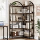 thumbnail image 4 of 68.5-pulgada, 5 niveles industrial en forma l esquina estante con arched metal frame - freestanding wood abiertos almacenamiento estante libros sala estar, dormitorio, o oficina en casa, 4 of 6