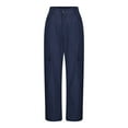 thumbnail image 4 of XFLWAM Women's Wide Leg Cargo Pants Elastic Waist Lightweight Casual Pants Y2K Baggy Trousers with Pockets Navy Blue M, 4 of 5