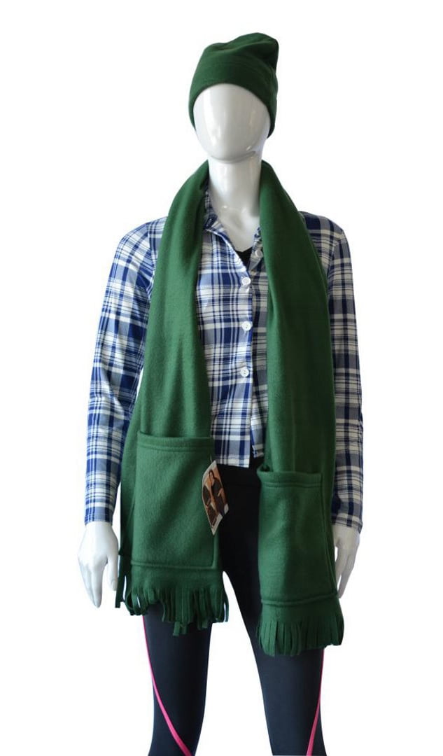 Shawl Pattern Fleece Wrap With Pockets Fleece Scarf With Pockets