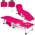 thumbnail image 1 of Gymax 2PCS Tanning Chair w/Face Arm Holes 4-Level Backrest & Head Pillow Side Pocket Pink, 1 of 10