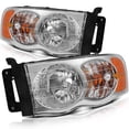 thumbnail image 2 of CCIYU Car Headlights Headlamps Driver and Passenger Replacement for Dodge Ram Pickup Truck 2002-2005 Chrome Housing with Amber Reflector Clear Lens 55077120AF, 55077120AG, 2 of 5