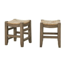Alaterre Newport Set of Two 18"H Wood Stools with Rush Seats