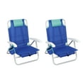 thumbnail image 6 of Mainstays Reclining and Lay Flat 2-Pack Beach Chair with Backpack Straps, Blue, 6 of 17