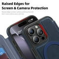 thumbnail image 4 of Designed for iPhone 12 Pro Max Flip Phone Case,Compatible with Mag-Safe,with RFID Blocking Credit Card Holder,PU Leather Folio Flip Protective Shockproof Rugged Phone Case Cover,Blue, 4 of 9