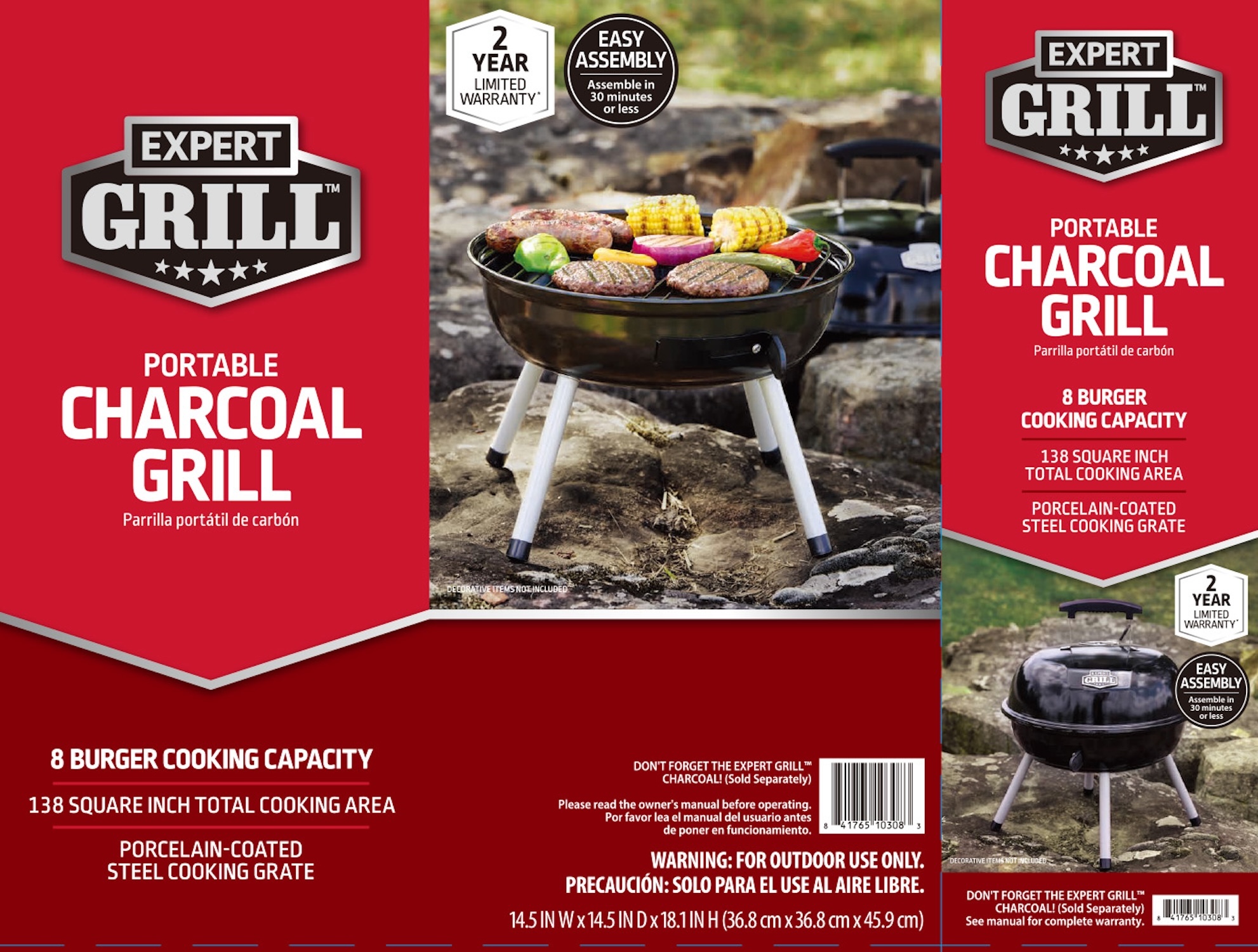 Expert Grill 14.5 in Portable Charcoal Grill, Black photo 3