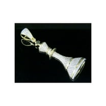 10K Yellow Gold Diamond Chess "King Pin" Pendant Charm 0.45 Ct 1.75"