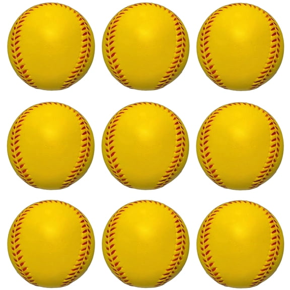 Foam Baseballs Softballs Practice Training Ball for Beginners Hand Exercise Squeeze Ball for Safe Throwing Catching and Batting Practice(9pcs Yellow)