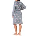 thumbnail image 3 of INSPIRE CHIC Women's Fleece Robe with Hood Cute Heart & Bow Pattern Fluffy Long Sleeve Spa Bathrobe Lightweight Sleepwear XL Gray Bow, 3 of 6