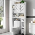 thumbnail image 7 of CRXX Over The Toilet Storage Cabinet, Bathroom Over Toilet Storage Cabinet, Bathroom Storages Organizer Cabinets with Toilet Paper Holder and Adjustable Shelf, White，5 Open Shelves, 7 of 7