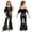 Black, variant on dPois Girls Sequin Tassel Metallic Flared Jumpsuit Sparkly Dance Outfits Rave Festival Concert Disco Party Wear Black 10