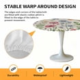 thumbnail image 2 of Elastic Fitted Round Tablecloth, Spring Floral Waterproof Stretch Table Cover for 45"-54" Tables, Pink Blue Flowers Butterfly Rustic Washable Outdoor Tablecloths for Patio, Picnic, Camping, 2 of 9
