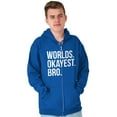 thumbnail image 3 of Worlds Okayest Bro Sibling Brother Zip Hoodie Sweatshirt Men Brisco Brands X, 3 of 5