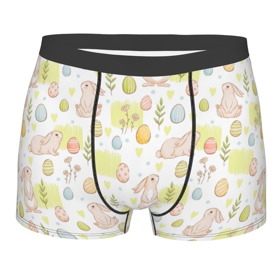 Balery Easter Rabbit Men's Boxer Briefs, Soft and Breathable Cotton Underwear with nylon Waistband-X-Large
