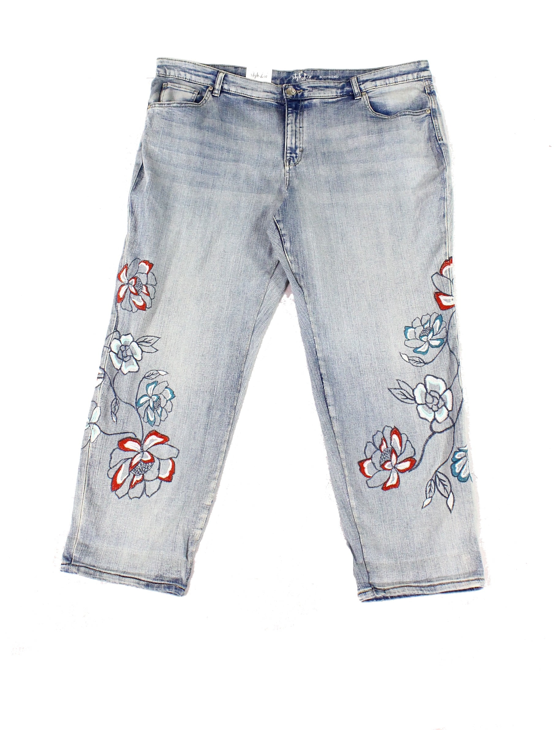 floral embroidered jeans