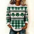 thumbnail image 3 of St. Patrick's Day Hoodies for Women, Waffle Knit Long Sleeve Shamrock Print Green Pullover with Pocket, 3 of 5