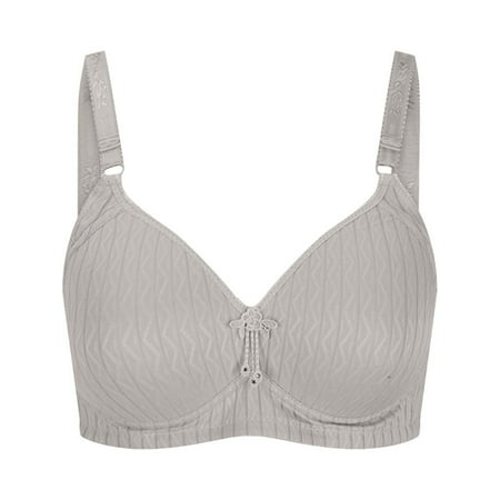 JSGEK without Steel Ring Gathering Bra Clearance Plus Size Bra Wirefree Comfort Breathable Push up Plunge Trendy Fashion Gray 50 Bra for Ladies