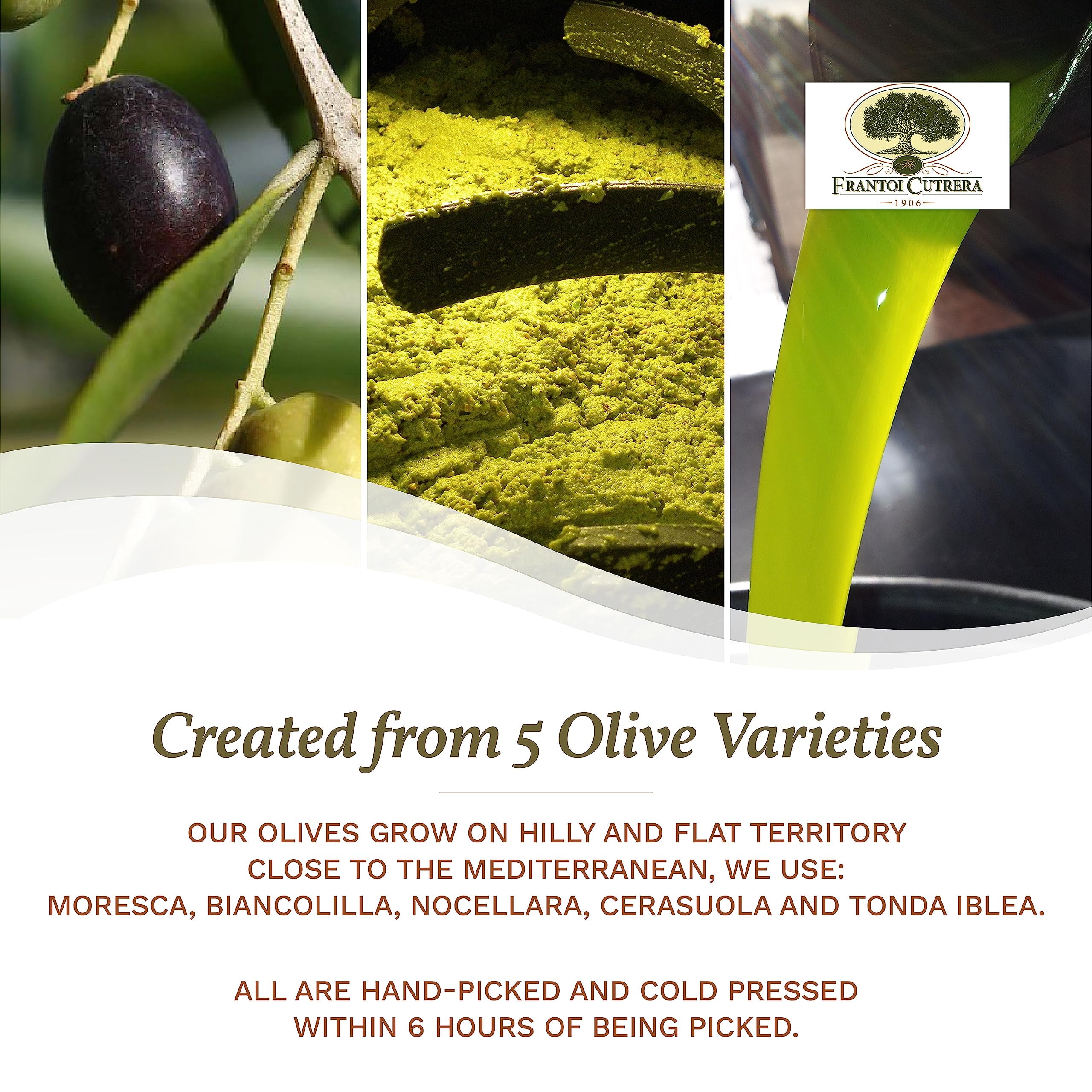 Frantoi Cutrera - Selezione - Extra Virgin Olive Oil from Italy, Sicilian Pure EVOO, Premium 2022/23 Early Harvest First Cold Pressed, Olive Oil High in Polyphenols, 24.5 Fl Oz (Pack of 2)