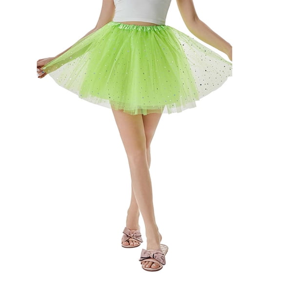 RUTAYY Women's Skirt Sparkly A-Line Tutu Bottom Solid Color Indoor Outdoor Activities Performance Relaxed Holiday Mini Skirt