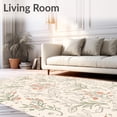 thumbnail image 2 of ODIKA 5'x7' Machine Washable Non-Slip Area Rug, Botanical Scroll Pet Safe Non Skid Stain Repellent Floor High Traffic Rug with Pad, Ivory, 478530, 2 of 8